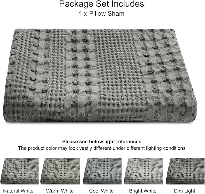 PHF 100% Cotton Waffle Body Pillowcase with Zipper, 1 Pack 20" x 54" Soft Skin-Friendly Pillow Sham, No Filling, Aesthetic Woven and Breathable Waffle Weave Body Pillow Cover for Bed, Dark Grey