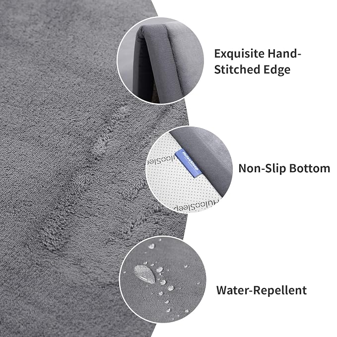 Huloo Sleep Play Mat for Babies Toddlers,1.3" Thick Elasti-Foam Anti-Fall Cushion Mat for Kids Room,28×72 Bedroom Bedside Rugs,Water-Repellent Soft Coral Velvet,Non-Slip(Dark Grey)