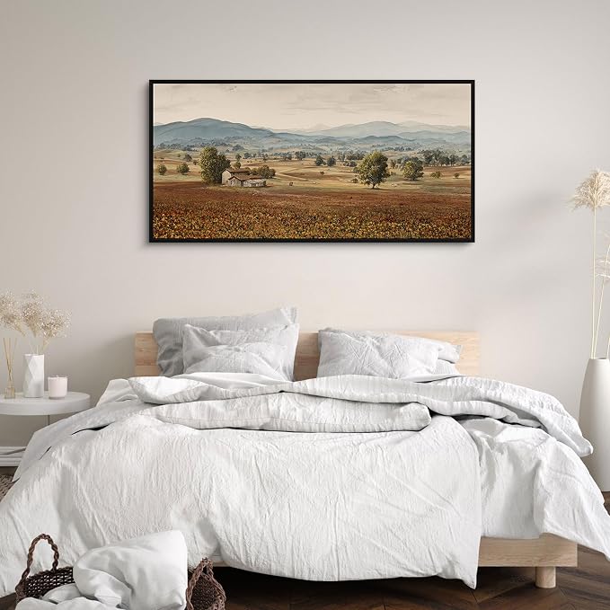 yiijeah Framed Artwork for Walls Extra Large Vintage Nature Earthy Wall Art landscape pictures Canvas Paintings Decor for Living Room Bedroom Entryway 48x24 Inches