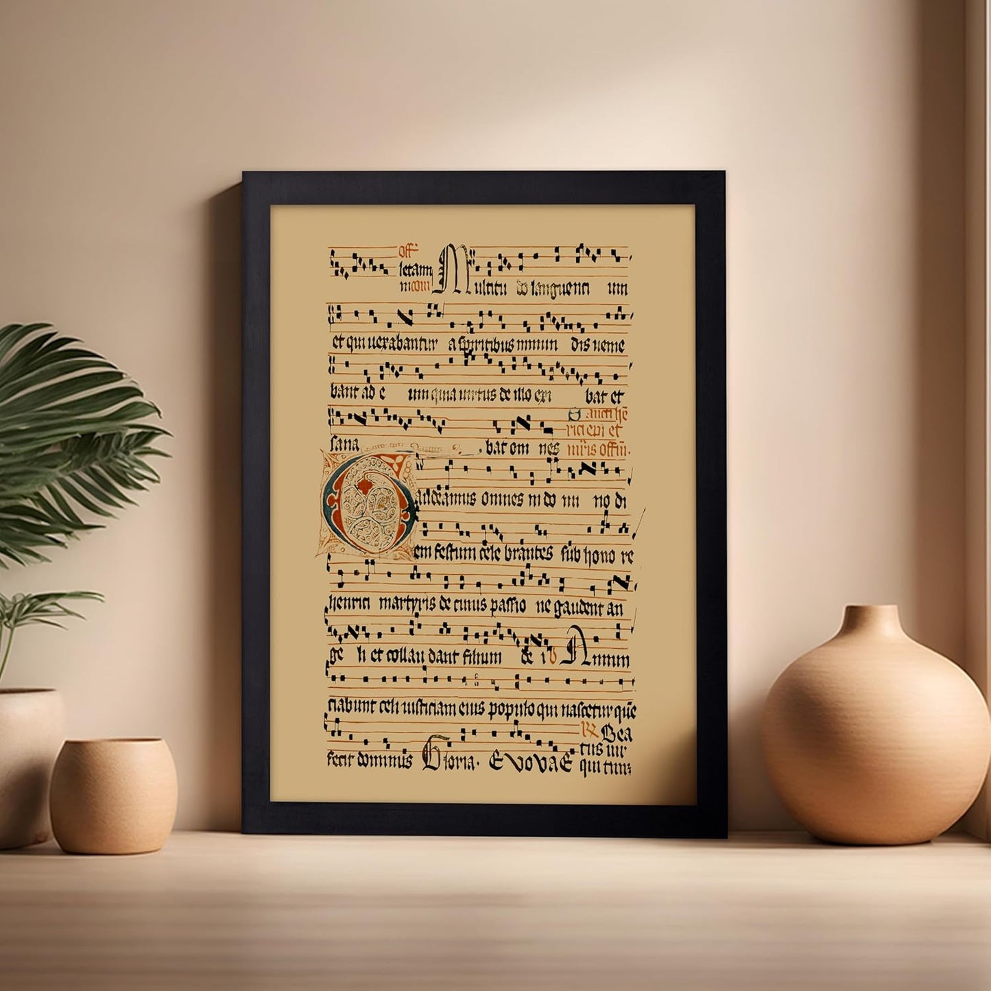 Poster Master Vintage Hymnal Poster - Retro Music Print - Gift for Artist, Friend - Graduale Aboense, Gregorian Chant Manuscript, Score - Wall Decor for Living Room, Bedroom, 16x20 Black Framed