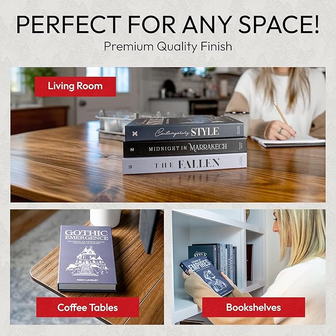 Decorative Books | Black 10 Book Set with 3 Sizes | Preassembled with Hidden Storage | Perfectly Stackable for Easy Home Staging | Book Decor to Elevate Your Space | Home Decor Made Simple!