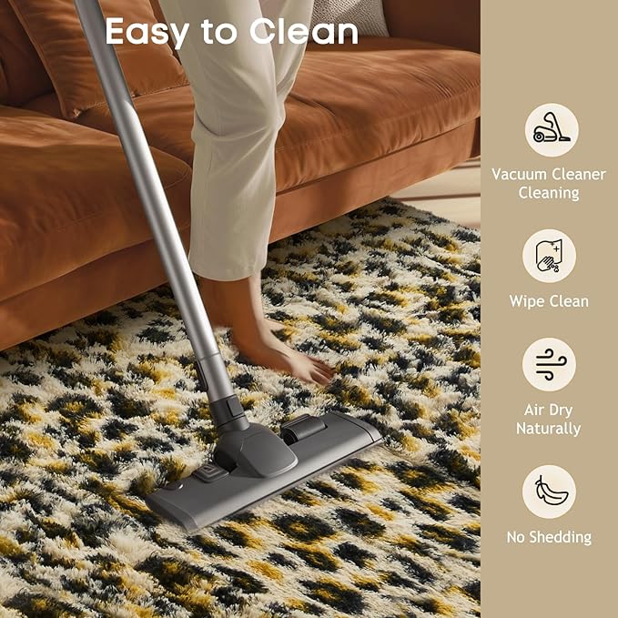 Ophanie 4x6 Leopard Rugs for Bedroom Living Room, Fluffy Shag Large Fuzzy Plush Soft Throw Cheetah Print Rug,Large Shaggy Floor Big Carpets, Kids Home Decor Aesthetic, Nursery
