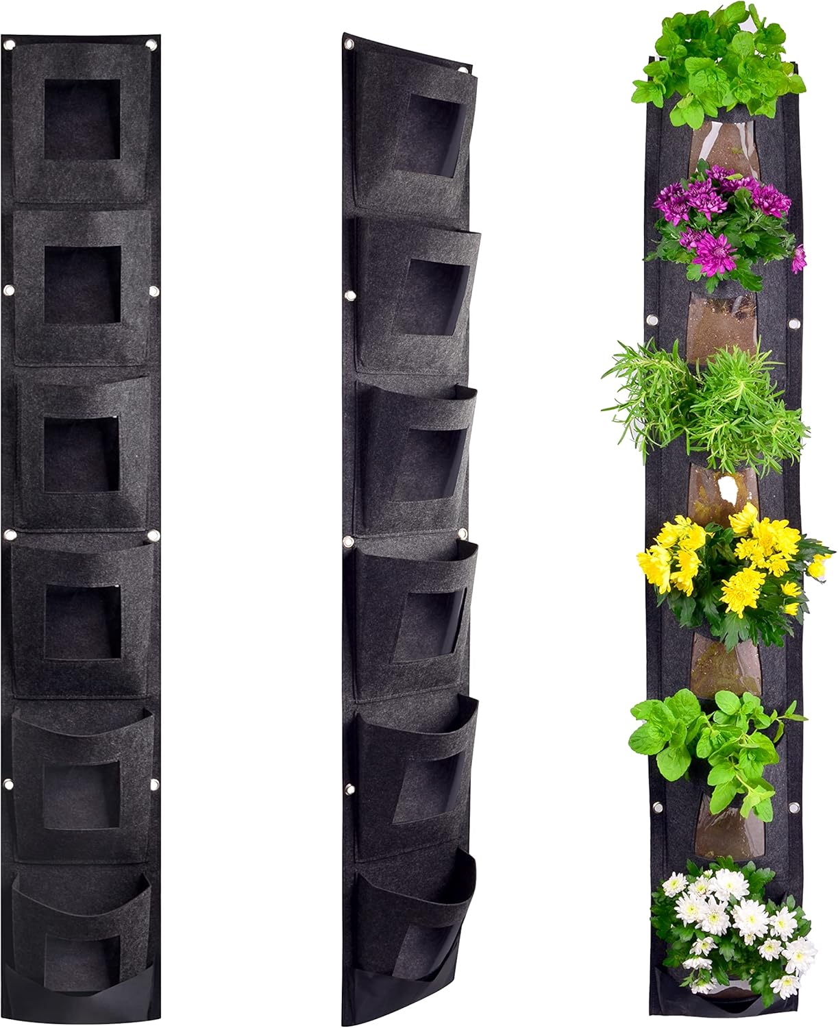 Hanging Planter Bags, Vertical Garden Planting Wall Gardening Grow Bag, 6 Pockets Large Wall Planter - Indoor Outdoor Plants Flowers Herbs, Waterproof Reusable