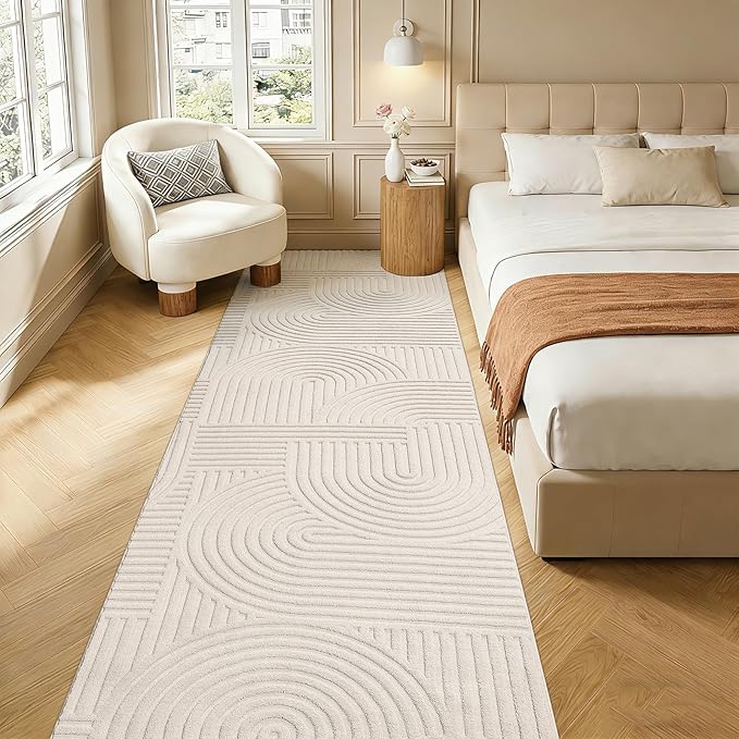 Pauwer 3x10 Washable Area Rugs for Living Room Modern Beige Solid Color Soft Fluffy Rugs for Bedroom Non Slip Boho Accent Indoor Mat Floor Carpet Cover for Kids Dining Room Kitchen Office