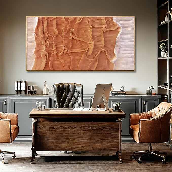 Hue7Art Modern Textured Abstract Canvas Wall Art in Warm Neutral Brown Minimalist Style Artwork for Living Room Bedroom Office Hallway Home Wall Decor 24x48 Inch