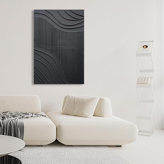 NANKAI Art Pure Black Texture Minimalist Art Oil Painting 36x24 inch Contemporary Art Oil Painting Home Office Wall Decorative Art