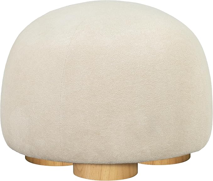 Christopher Knight Home Aria 20.08" Round Fabric Ottoman Stool, Upholstered Footrest with Foam Seat, Modern Accent Ottomans with Wood Legs, Small Footrest for Entryway Living Room, Oatmeal
