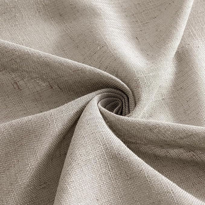 MIULEE Burlywood Birch Linen Curtains 84 Inch Length 2 Panels for Bedroom Living Room, Soft Linen Textured Window Drapes Semi Sheer Light Filtering Back Tab Rod Pocket Farmhouse Burlap Look Decor