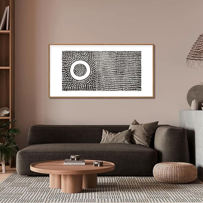 DRACIT Abstract Black and White Framed Canvas Wall Art Set,Minimalist Round Dot Wall Decor,Modern Mid Century Circle Print,Neutral Geometric Artwork for Living Room,Bedroom,Office-20 x40