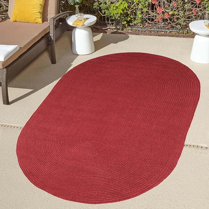 Superior Jute Oval Indoor Area Rug, Burgundy