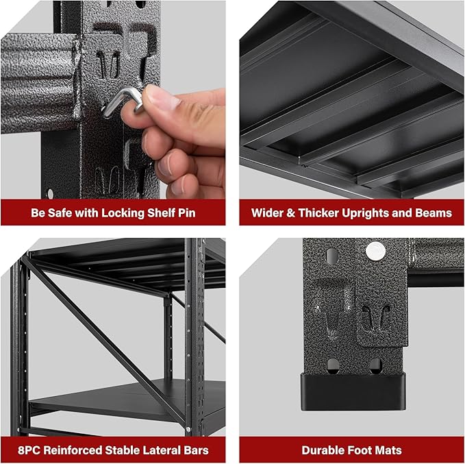 8000LBS Heavy Duty Garage Shelving Units,68" Wide & Deep Storage Shelves,Metal Garage Shelves,Large Storage Rack,Steel Shelf,Industrial Shelving for Shop,Warehouse,Basement,68" W x 24" D x 63.5" H