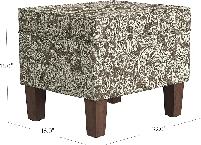 HomePop 22" Modern Rectangular Storage Ottoman - Brown Jacobean Print
