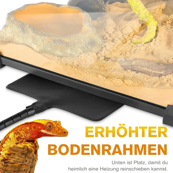20"x12"x14" Reptile Terrarium, Escape-Proof Glass Arboreal Vivarium for Small Arboreal Reptiles Such as Crested Geckos, with Escape-Proof Lock & Feeding Hatch
