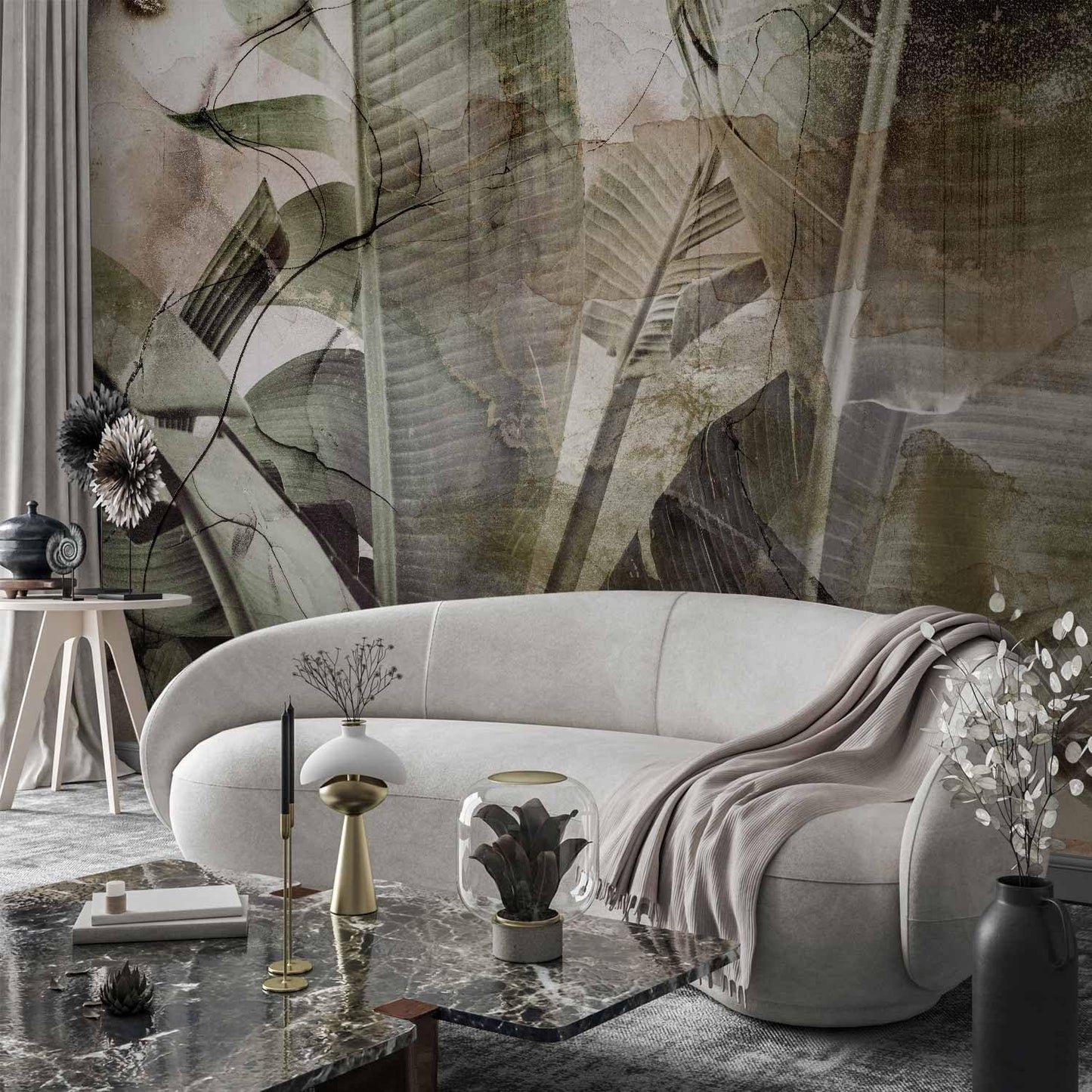 artgeist Wall Mural Tropical Leaves 173x124 in - Peel and Stick Self-Adhesive Wallpaper Removable Large Sticker Foil Wall Decor Print Picture Image Design Jungle Nature Like Painted b-C-0776-a-a