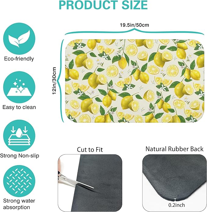 Fun Coffee Mat 19inx12in,Coffee Bar Mat for Countertops,Absorbent Hide Stain Anti-Slip Coffee Bar Accessories Fit Under Coffee Machine Mat,dish Drying Mats for Kitchen