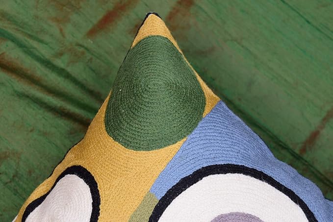 Kandinsky Modern Pillow Cover - Soul II | Mid Century Chair Cushions | Abstract Throw Pillows | Contemporary Pillowcase | Modern Couch Pillows | Hand embroidered Cushion | Wool Size 18x18