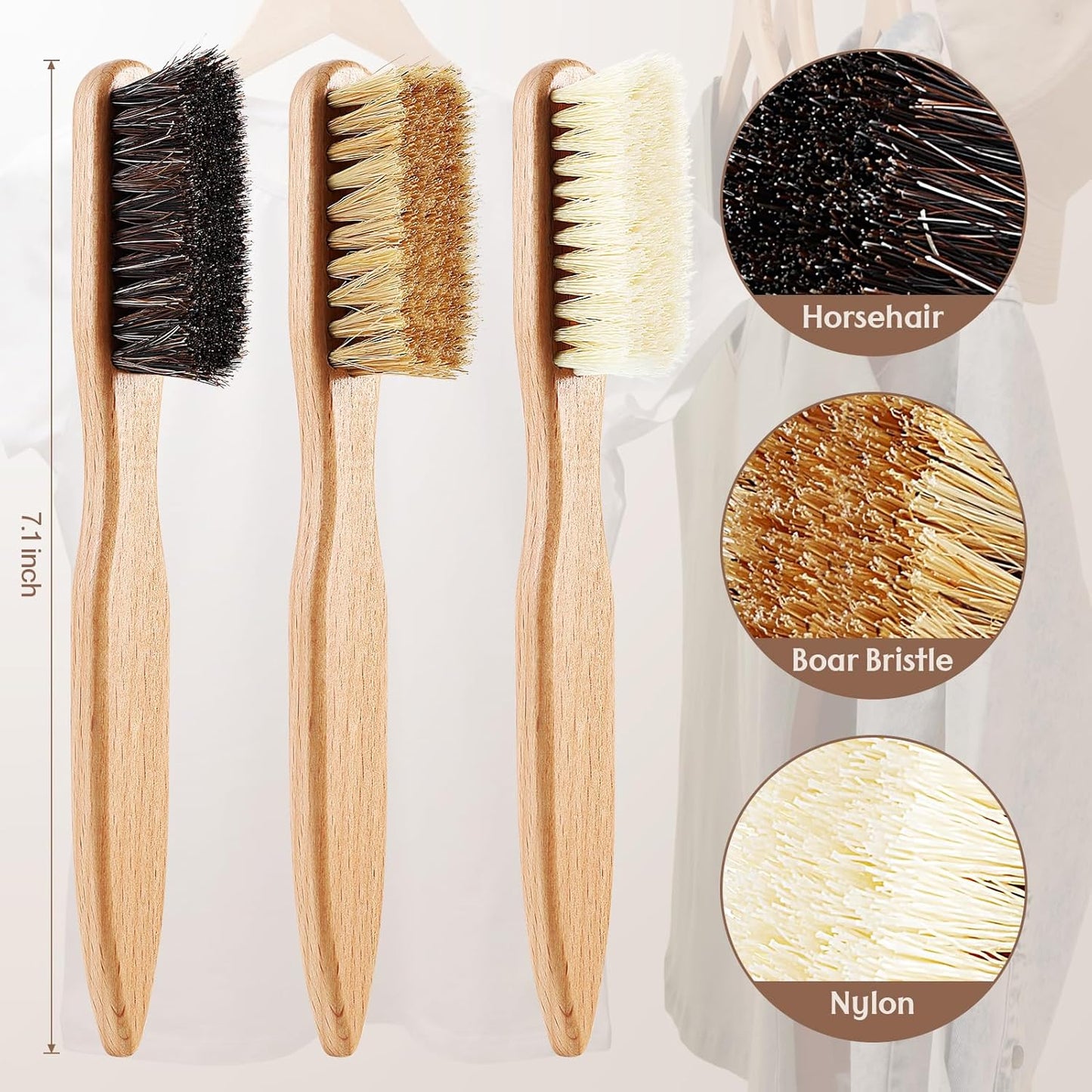3 Pcs Wood Laundry Stain Brush Stain Remover Brushes with Boar Bristle Small Stain Brush for Clothes for Scrubbing Stains from Furniture Fabric Leather(3 Pcs C)