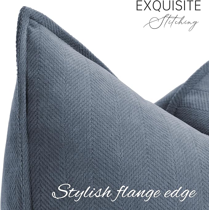 ZWJD Dusty Blue Pillow Covers 24x24 Inch Set of 2 Chenille Throw Pillow Covers with Elegant Design Soft and Luxurious Decorative Throw Pillows for Couch, Bed, and Home Decor(Dusty Blue)