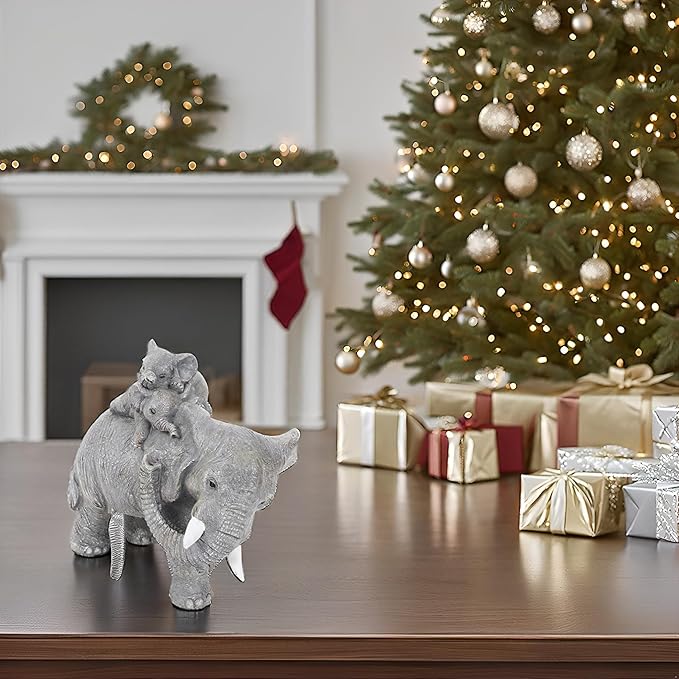Good Luck Decorations Elephant Gifts for Women,Unique Figurines Decor for The Home, Room,Bathroom,Bedroom,Classroom Shelf Décor (Gray)