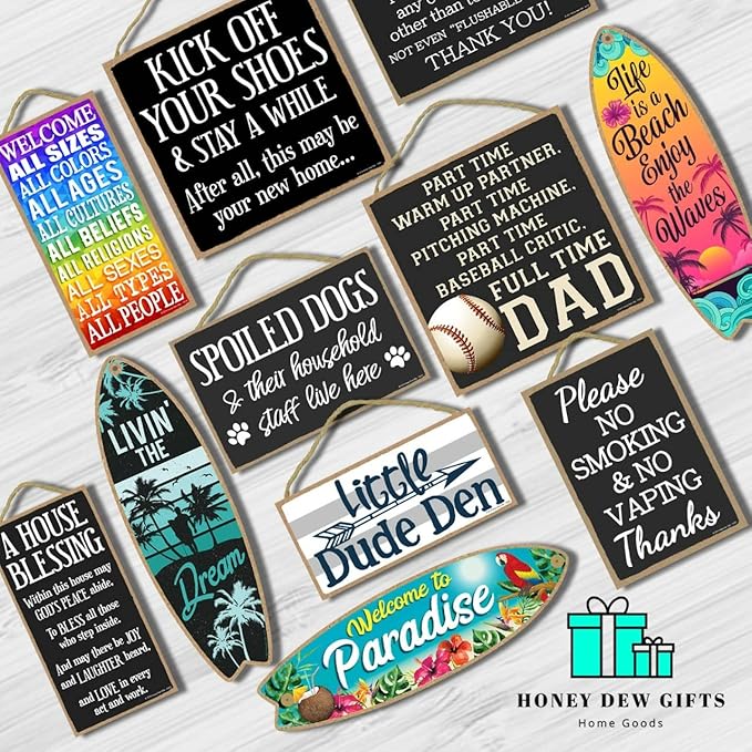 Honey Dew Gifts, Home is Where Them Fuckers Ain't, Funny Inappropriate Wooden Home Decor, Hanging Wall Sign, 5 inch by 10 inch, 75951