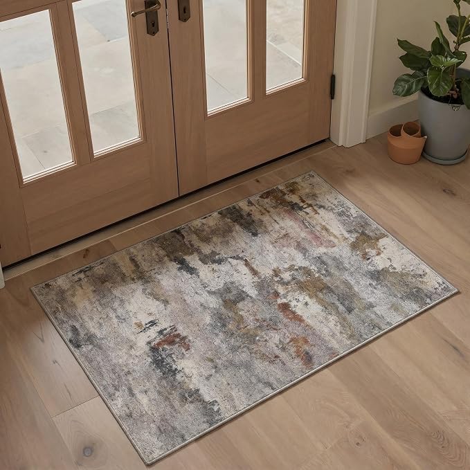 BEIMO Area Rugs 8x10 for Living Room Bedroom, Modern Abstract Machine Washable Rug, Large Soft Low Pile Floor Cover with Non Slip Backing for Dining Room, Dusty Taupe