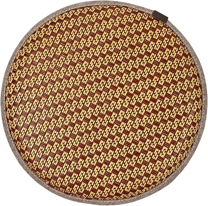 Round Seat Cushion with Ties Breathable Bar Stool Cushion Cover Tatami Pillow Kitchen, Home, Office Chair Cushion Cover (Coffee Cooling mat, 16 inch)