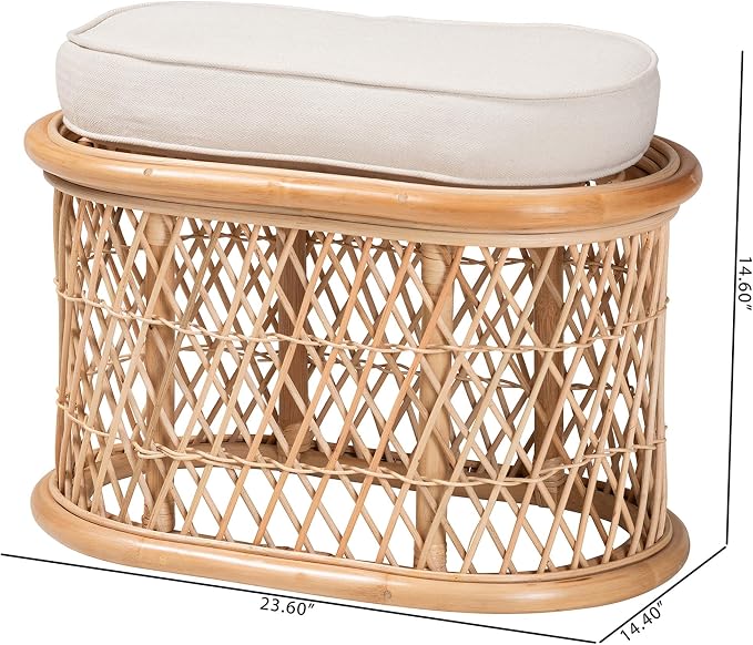 Bali & pari Ladonna Bohemian Natural Rattan Ottoman Footstool