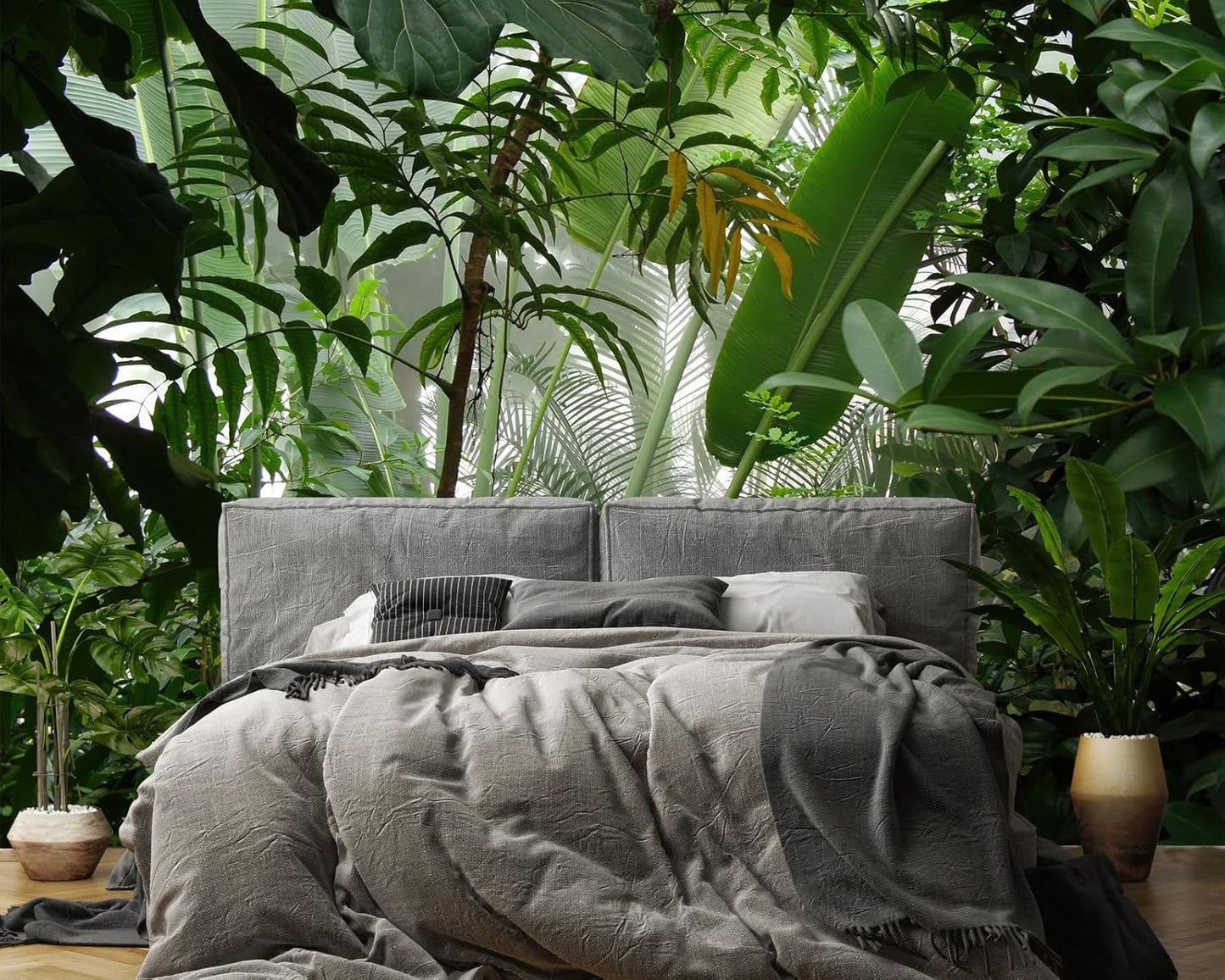 Tropical Jungle Green Leaf Mural Wallpaper for Bedroom Living Room (Not Peel n' Stick)