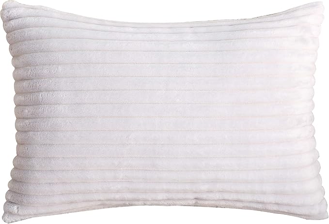 TangDepot Velvet Big Corduroy Pillow Covers 12x18 Light Grey 2-Pack | Soft wide-stripe corduroy pillow cover, hidden zipper, machine washable, easy refresh, for bedroom living room indoor outdoor
