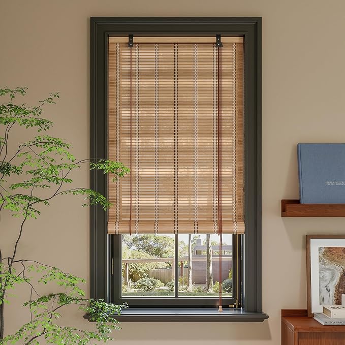Yutianli Bamboo Blinds Roller Shades for Windows Bamboo Shades for Indoor and Outdoor Patio Style A 24" W x 83" H