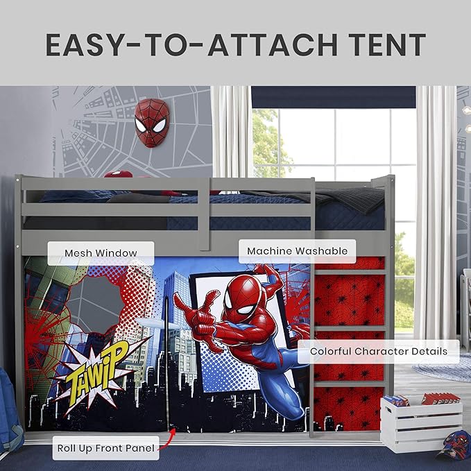 Spider-Man Loft Beds Tent - Curtain Set for Low Twin Loft Bed (Bed Sold Separately) by Delta Children (Pack of 10)