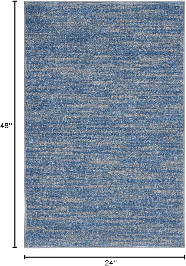 Nourison Home Nourison Essentials Blue Grey 2' x 4' Area Rug - Easy Clean, Non Shedding, Bed Room, Living Room, Dining Room, Kitchen (2' x 4')