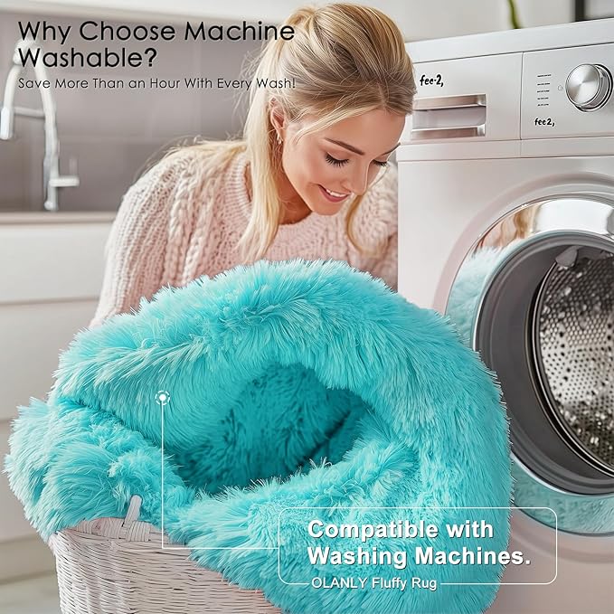 OLANLY 6x9 Machine Washable Large Area Rugs for Living Room, Bedroom, Soft Fluffy Shaggy Bedside Rug, Indoor Floor Carpet for Kids Girls and Boys, Dorms, Nursery, Home Decor Aesthetic, Teal Blue