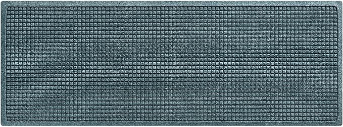 WaterHog Squares Front Door Mat Indoor Outdoor Entrance, Absorbent All-Weather Doormat with Non-Slip Rubber Backing, Dirt & Moisture Trapper, Low Profile, Easy Clean, Made in USA, 22"x60" Bluestone
