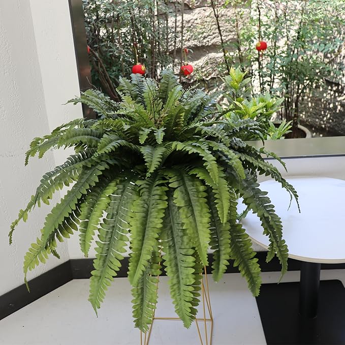 50" Fake Ferns Artificial Plants Large, 98 Fronds Artificial Ferns for Outdoors and Indoors, Suitable for Planter Garden Porch Office Decor