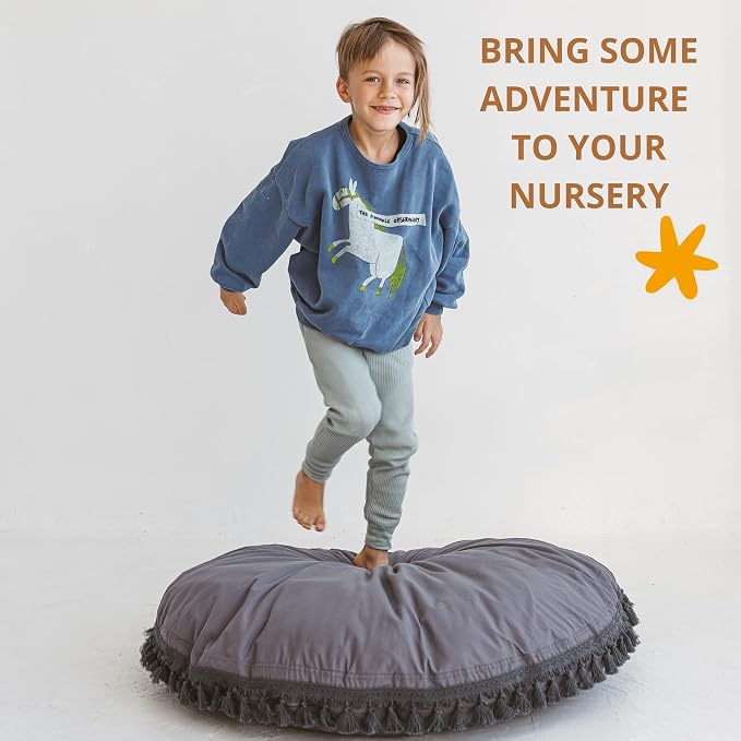 MINICAMP Large Kids Floor Cushion – Ultra Fluffy Washable Bean Bag Chair & Reading Pillow with Boucle Sherpa Cover – Soft Kids Lounger Floor Seat for Playroom, Bedroom or Nursery - Made in EU