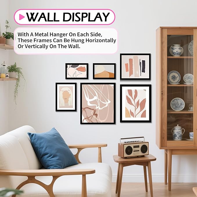 Picture Frames, 8.5 by 11 Diploma Frame, Black Photo Poster Frames with Clear Plexiglass, 8.5 x 11 Wall Hanging Certificate Frame for Collage Office Home Wall Decor, 2 Pack