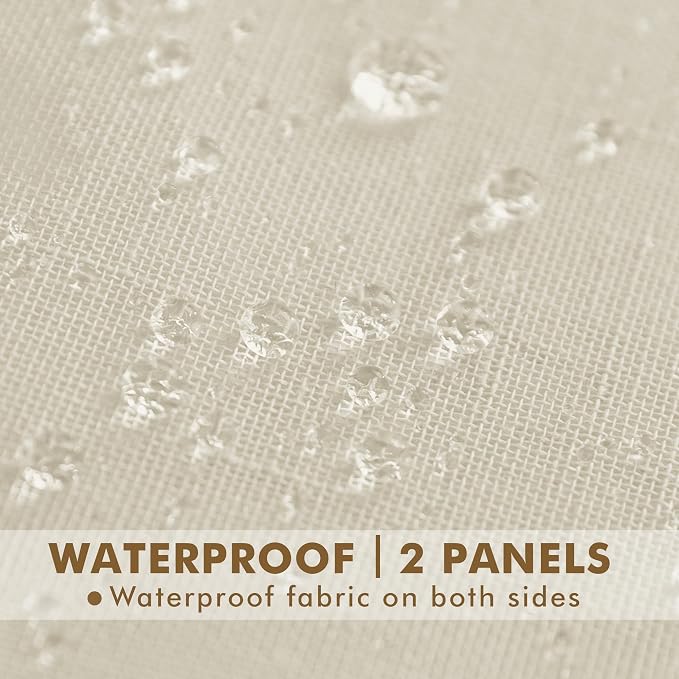 HolidayIdeas 6 Panels Outdoor Curtains for Patio-Natural Linen Semi Sheer Curtains for Patio Waterproof, Privacy Sun Light Indoor Outside Drapes for Gazebo, Pergola, Balcony, Pool, Backyard 54x95 Inch