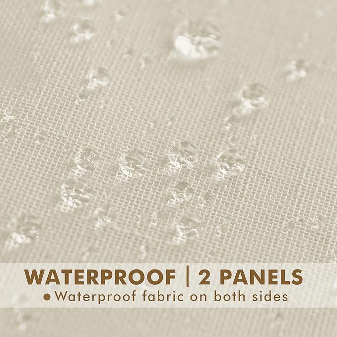 HolidayIdeas 6 Panels Outdoor Sheer Curtains for Patio Waterproof-Natural Linen Semi Voile Indoor Sheer Curtains, Light Filtering Privacy Drapes for Living Room, Gazebo, Porch, Balcony, Pool 54"x84"