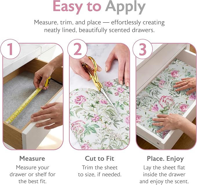 Scented Drawer Liners for Dresser Fragrant Paper Liner for Drawers Cabinet Shelf Linen Closet and Kitchen Scent Liners Non Adhesive (Garden Reverie)