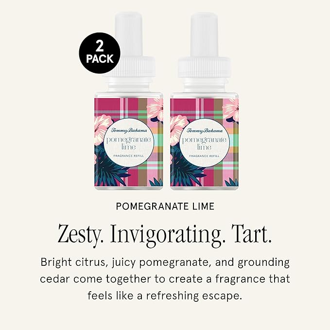 Pura & Tommy Bahama Home Scent Refill - Smart Home Air Diffuser - Premium Fragrance in Every Refill - Household Essential - Diffuser Fragrance - 2 Pack, Pomegranate Lime