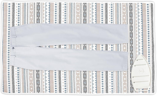 Encasa XO Ironing Mat/Pad (Large 48"x28") with 3mm Padding & Silicone Iron Rest for Steam Pressing on Tabletop or Bed - Heat Resistant, Portable, Quilting & Travel Blanket - Aztec