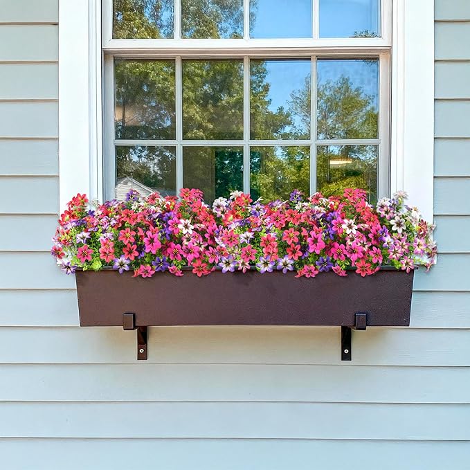 Artificial Flowers for Outdoor Fake Plants Spring Decoration, 12 Bundles Realistic Faux Flower Silk Daisy Plastic Bouquet UV Resistant for Outside Porch Patio Balcony Planter Yard Garden Home Decor