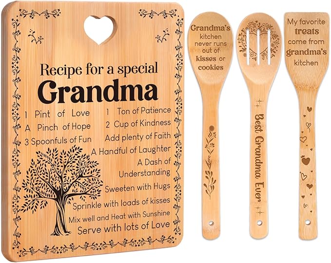 Grandma Gifts, Mothers Day Birthday Gift for Grandmas Nanny from Grandkids, Bamboo Cutting Board, Grandparents Thankgiving Kitchen Presents for Nana Gigi from Grandchildren