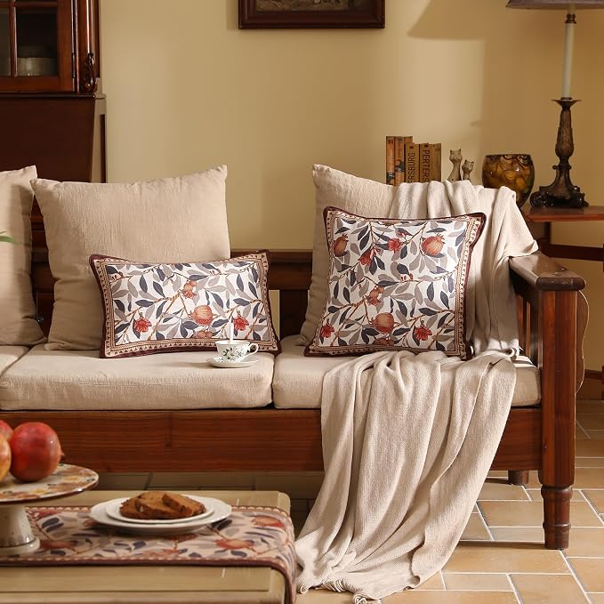 patdrea Designer French Vintage Linen Throw Pillow Cover,12"x20",Set of 2 | Decorative Pillow Case with Zipper,Floral Pattern,Pillow Cover for Couch Living Room Bedroom Sofa