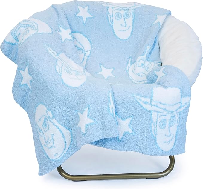 Jay Franco Disney Pixar Toy Story Feather Knit Fluffy Throw Blanket - Woody and Buzz Lightyear Fuzzy Blanket Measures 50 x 60 inch | Super Soft Lightweight Bedding