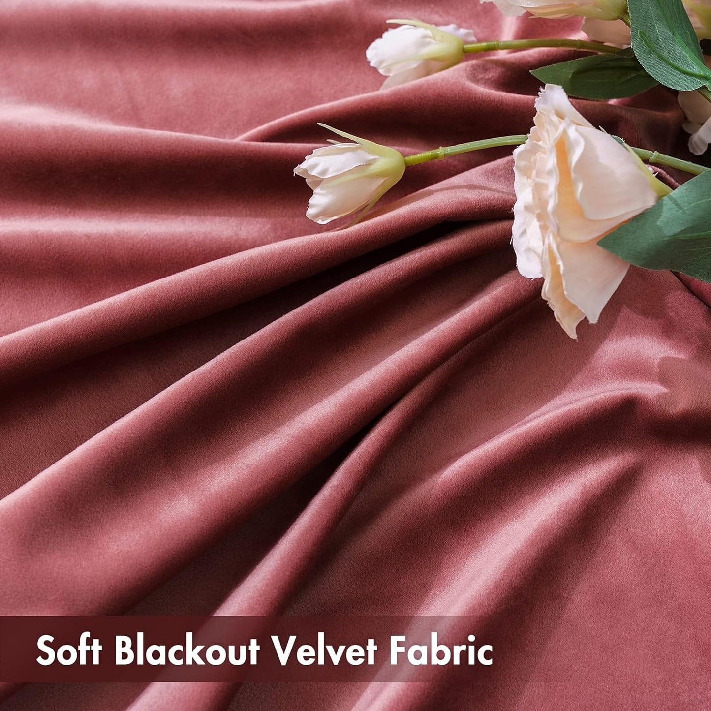 MIULEE Dusty Rose Pink Velvet Curtains 84 Inches Long, Thermal Insulated Blackout Drapes for Bedroom Living Room Patio Door, Light Blocking Window Panels, Rod Pocket, Set of 2 W66 x L84