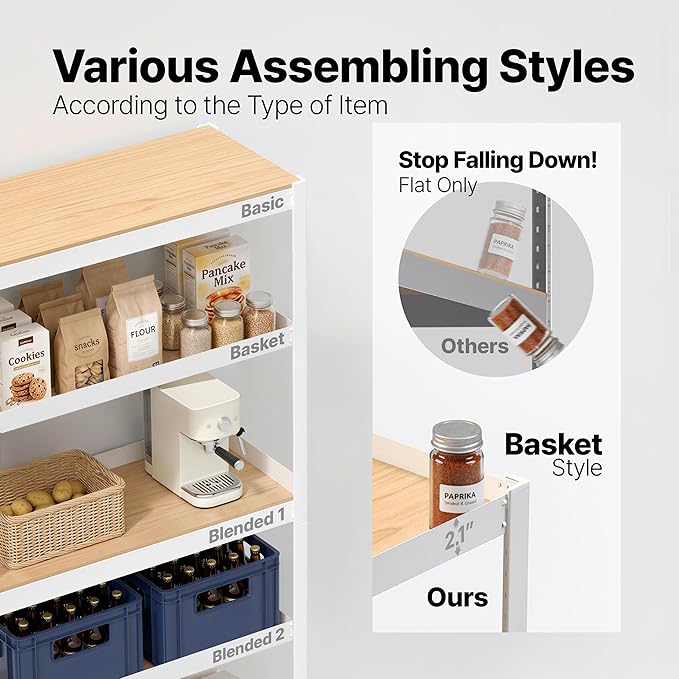 HOMEDANT House 36.2" W 5 Tier Heavy Duty Garage Shelving Adjustable Metal Rack Storage Shelves Standing Shelf Unit Organizers Pantry Closet Office White 1Pack
