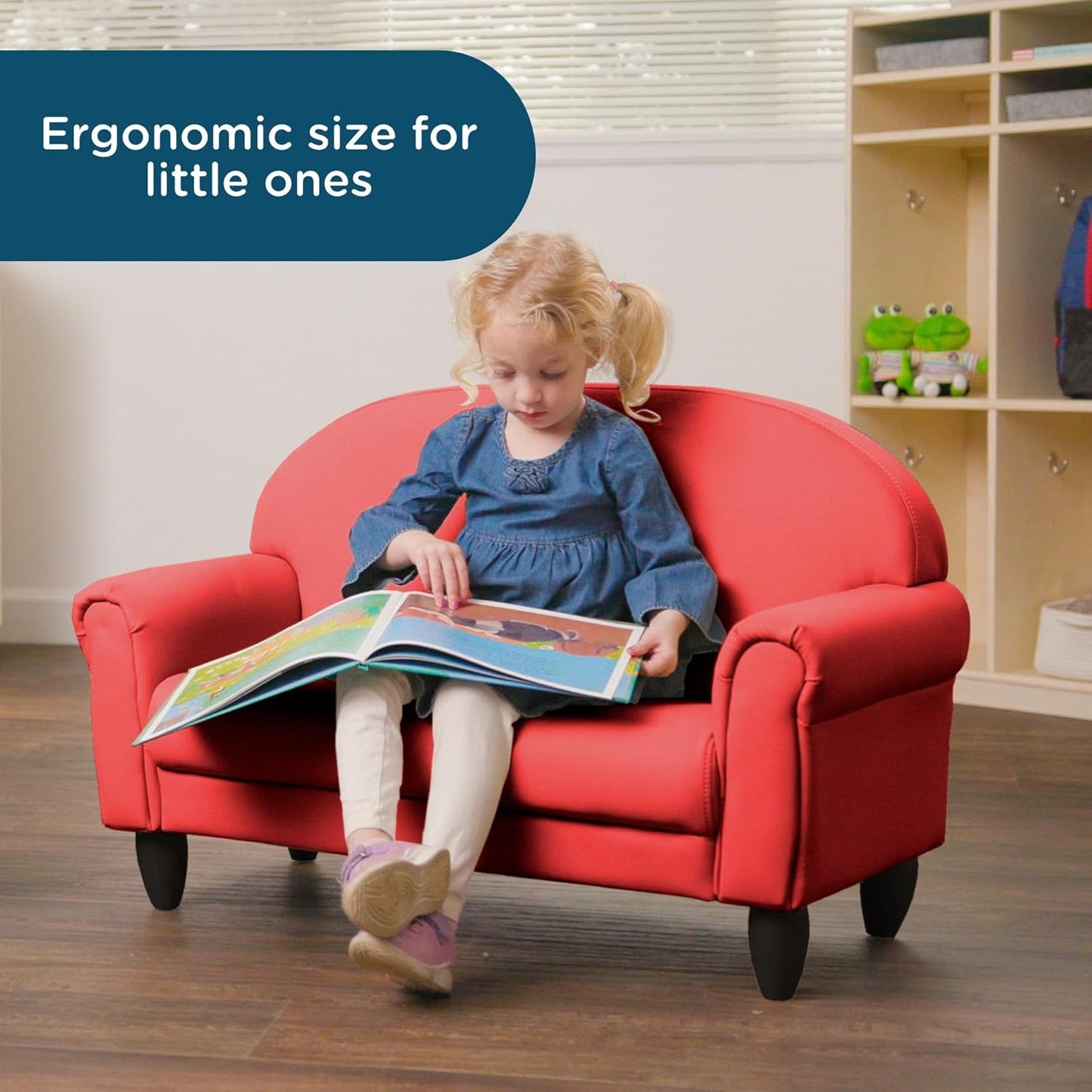 Children's Factory As We Grow Toddler Sofa, Flexible Seating for Daycare or Preschool, Kids Reading Couch, Playroom Furniture, Red