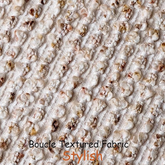 DEZENE Striped Throw Pillow Covers 18x18 Set of 2 Beige Textured Boucle Chic Morden Boho Accent Farmhouse Square Decorative Couch Pillow Covers for Home Decor Bed Sofa Living Room